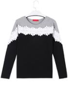 Romwe Color-block Lace Insert T-shirt