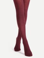 Romwe Burgundy Floral Jacquard Sheer Pantyhose Stockings