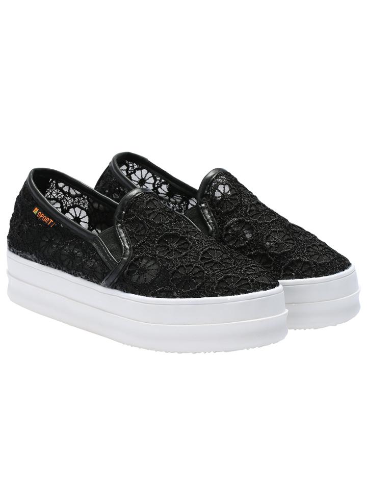 Romwe Black Hollow Wheels Pattern Flats