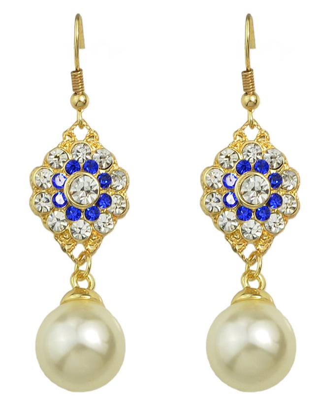 Romwe Gold Plated Pearl Earrings