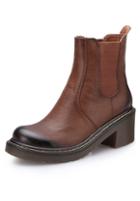 Romwe Brown Vintage Brush Round Toe Boots