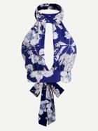 Romwe Floral Print Split Front Open Back Self Tie Top