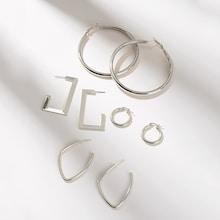 Romwe Geometric Hoop Earrings 4pairs