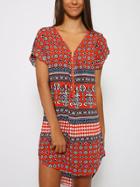 Romwe Zip Front Tribal Print High-low Dress