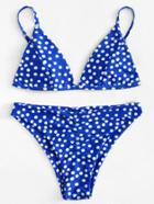 Romwe Ruched Detail Polka Dot Bikini Set