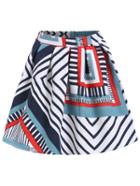 Romwe Elastic Waist Geometric Print A-line Skirt