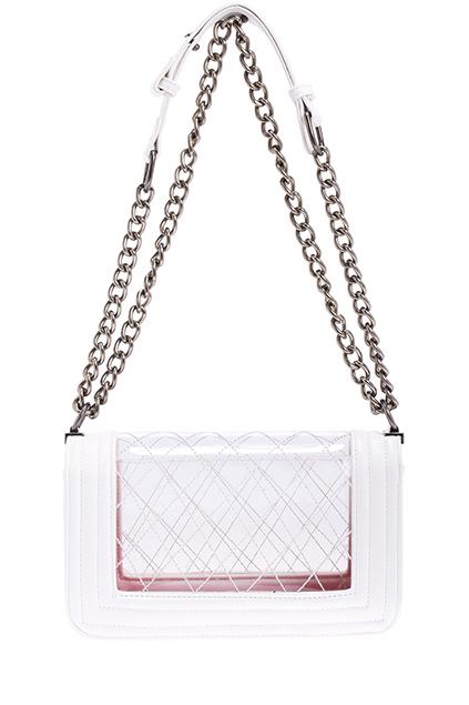 Romwe Transparent Rhombus Print White Vintage Bag