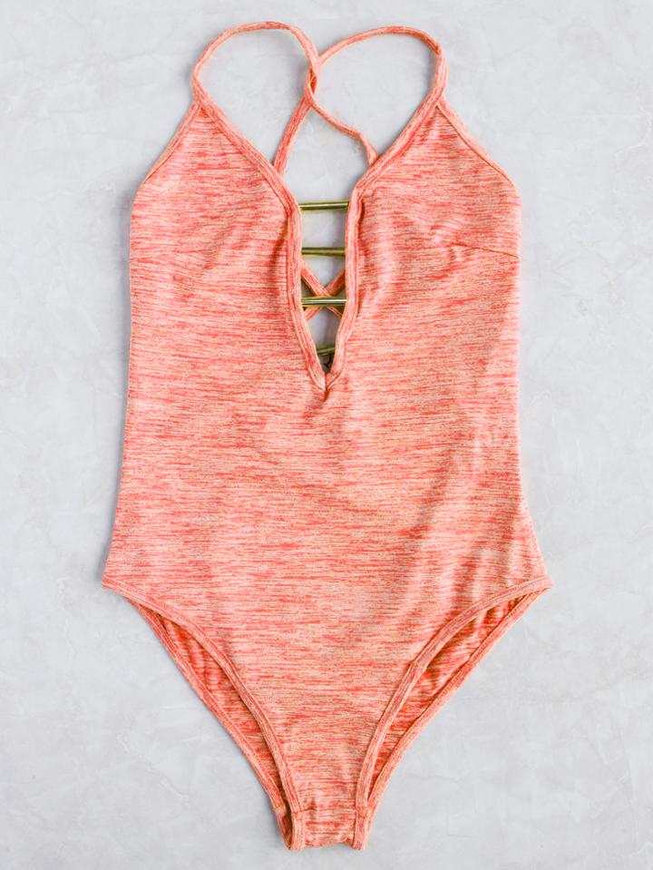 Romwe Ladder Cutout One-piece Swimwear