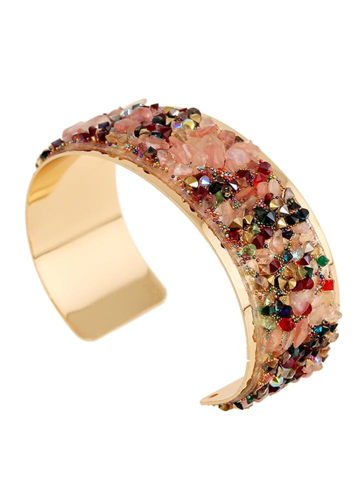 Romwe Muti Stone Cuff Bracelet