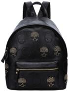 Romwe Black Skull Pattern Studded Pu Backpack