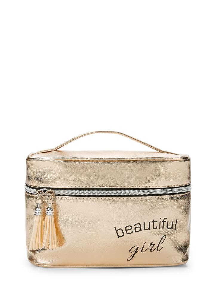 Romwe Metallic Letter Print Cosmetic Bag
