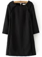 Romwe Black Zipper Back Seam A Line Dress