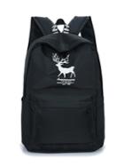 Romwe Deer Print Pocket Front Backpack