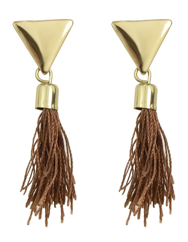 Romwe Gold Plated Rope Tassel Earrings