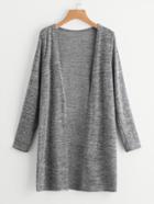 Romwe Heather Knit Slit Side Longline Cardigan