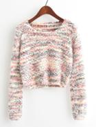 Romwe Round Neck Crop Knit Sweater