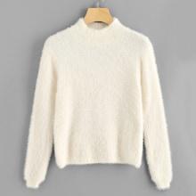 Romwe Stand Collar Solid Jumper