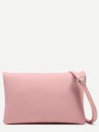 Romwe Pink Pebbled Faux Leather Multi Layer Fold Over Bag