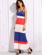 Romwe Color Block Cami Long Dress
