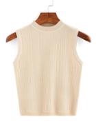 Romwe Mock Neck Ribbed Sweater Vest