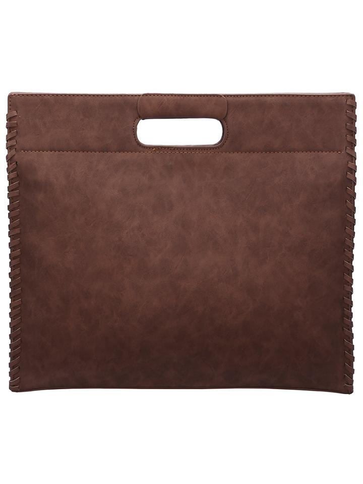 Romwe Brown Weave Pu Tote Bag