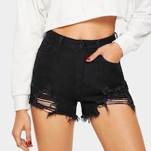 Romwe Destroy Ripped Denim Shorts