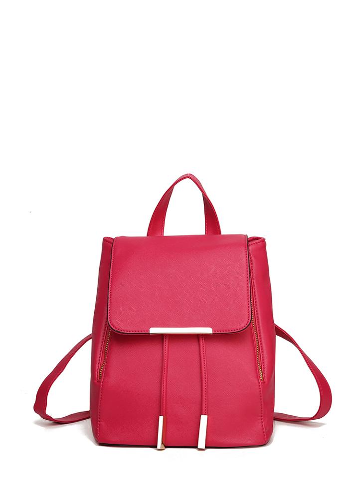 Romwe Double Zipper Flap Pu Backpack