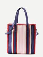 Romwe Color Block Pu Tote Bag With Convertible Strap