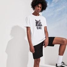 Romwe Guys Cat And Letter Print Tee With Shorts