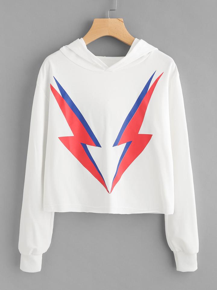 Romwe Lightning Print Hoodie