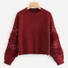 Romwe Faux Fur And Pearl Embellished Sweater