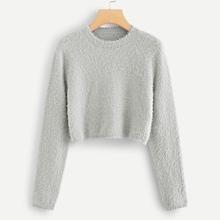 Romwe Crop Fuzzy Jumper