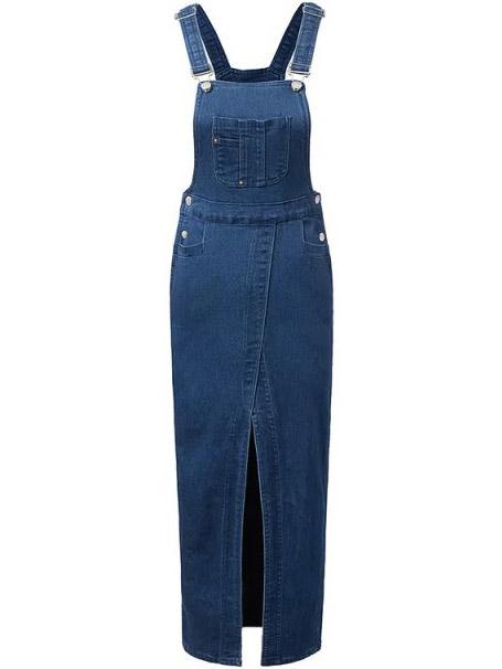 Romwe Strap With Pocket Split Denim Dress