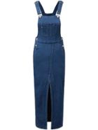 Romwe Strap With Pocket Split Denim Dress
