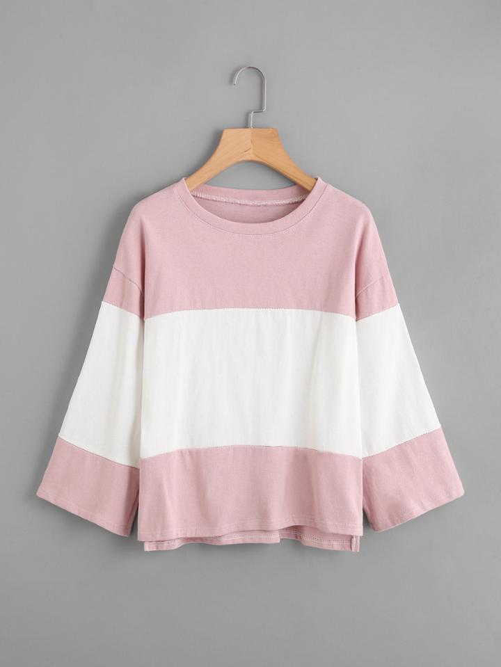 Romwe Drop Shoulder Striped T-shirt