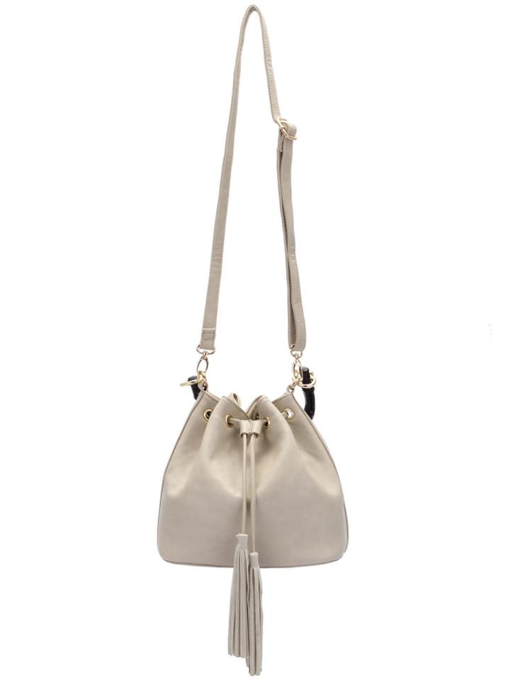 Romwe White Drawstring Tassel Pu Shoulder Bag