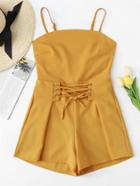 Romwe Lace Up Detail Cami Romper