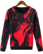 Romwe Smoke Print Loose Sweatshirt