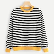 Romwe Striped Colorblock Sweatshirt