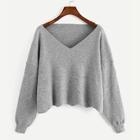 Romwe Drop Shoulder Heather Grey Sweater