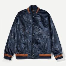 Romwe Guys Striped Trim  Buttoned Jacquard Jacket