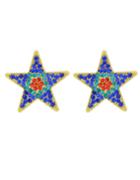 Romwe Fashion Blue Stone Star Earrings For Women