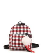 Romwe Check Plaid Backpack With Pom Pom
