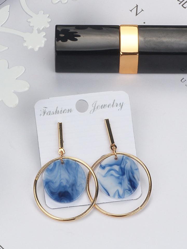 Romwe Circle Drop Hoop Earrings