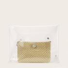 Romwe Clear Bag With Inner Woven Clutch