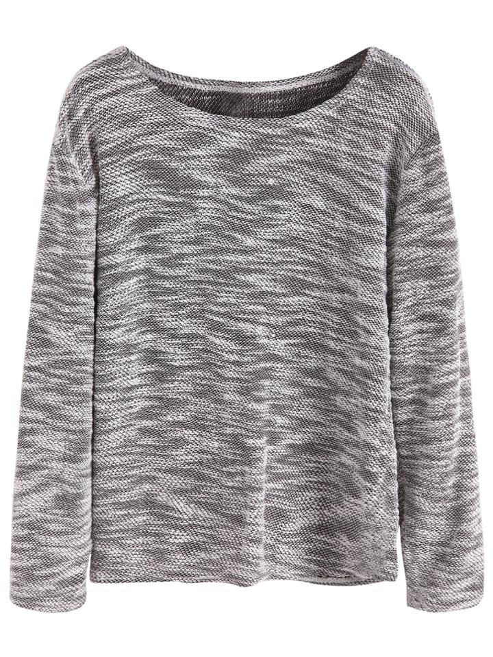 Romwe Grey Long Sleeve T-shirt