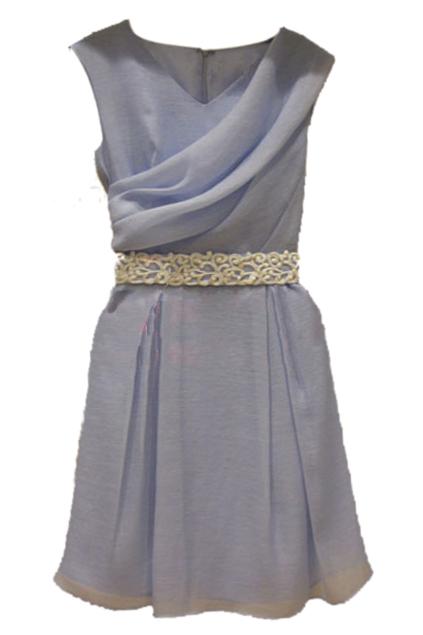 Romwe Lace Sleeveless Blue Dress