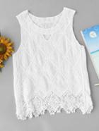 Romwe V Cut Lace Hem Tank Top