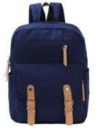 Romwe Double Buckle Canvas Backpack - Blue