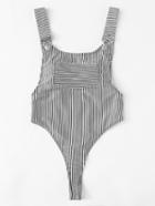 Romwe High Leg Striped Swimsuit